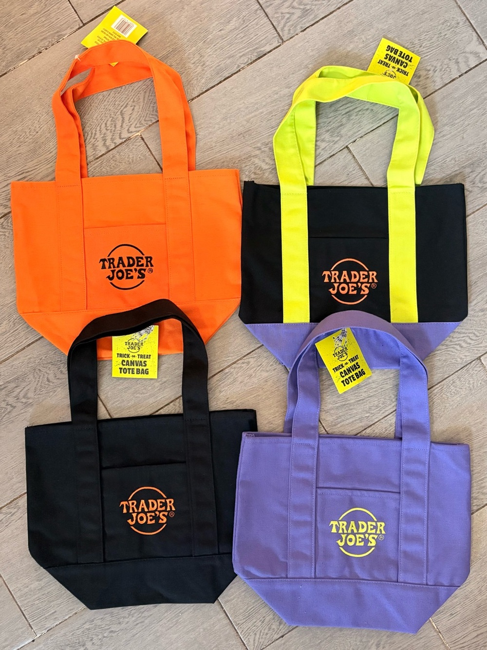 Trader Joe's Mini Canvas Halloween Tote Bags - Set of 4